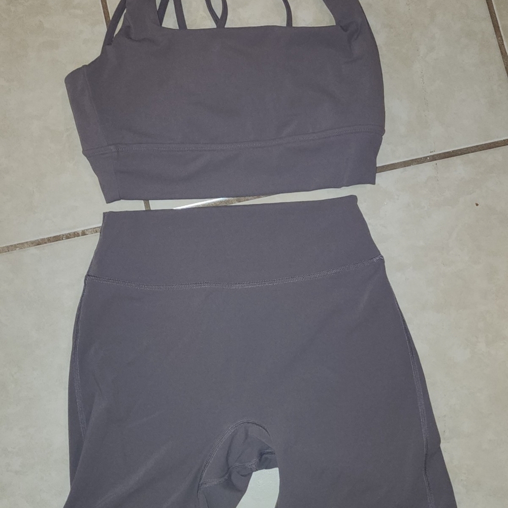 BuffBunny Purple/Gray Athletic Shorts and Top Set